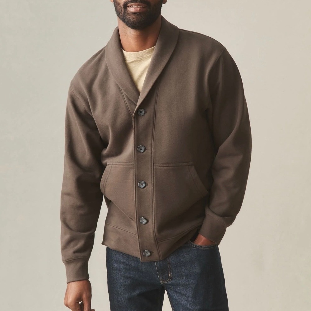 NWOT American Giant Men's Shawl Collar Cardigan Sweater Brown XL